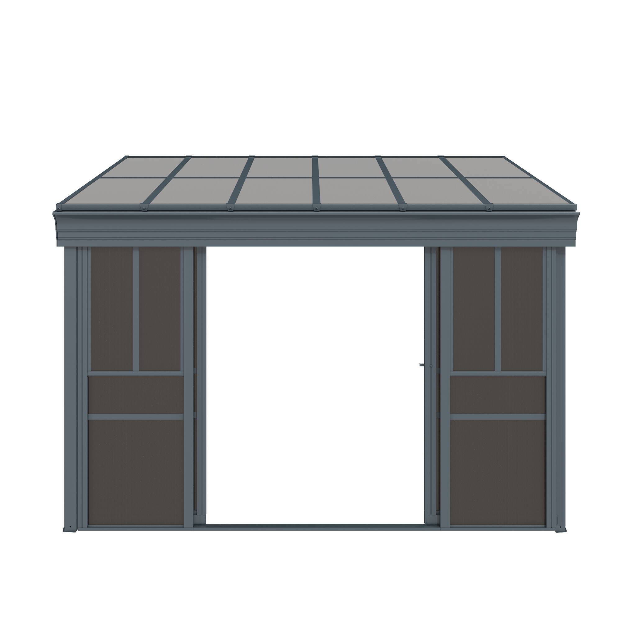 Alt View 5. U-HOMY - Grey Wall-Mounted Solarium Sunroom Kit with Sliding Doors and Adjustable Polycarbonate Windows - 10'x12'.