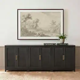 Martha Stewart - Bedford Set of 3 Modular Storage Cabinets with Adjustable Shelf, Soft-Close Doors, Solid Wood Frames and Legs - Black Frame/Gold Hardware