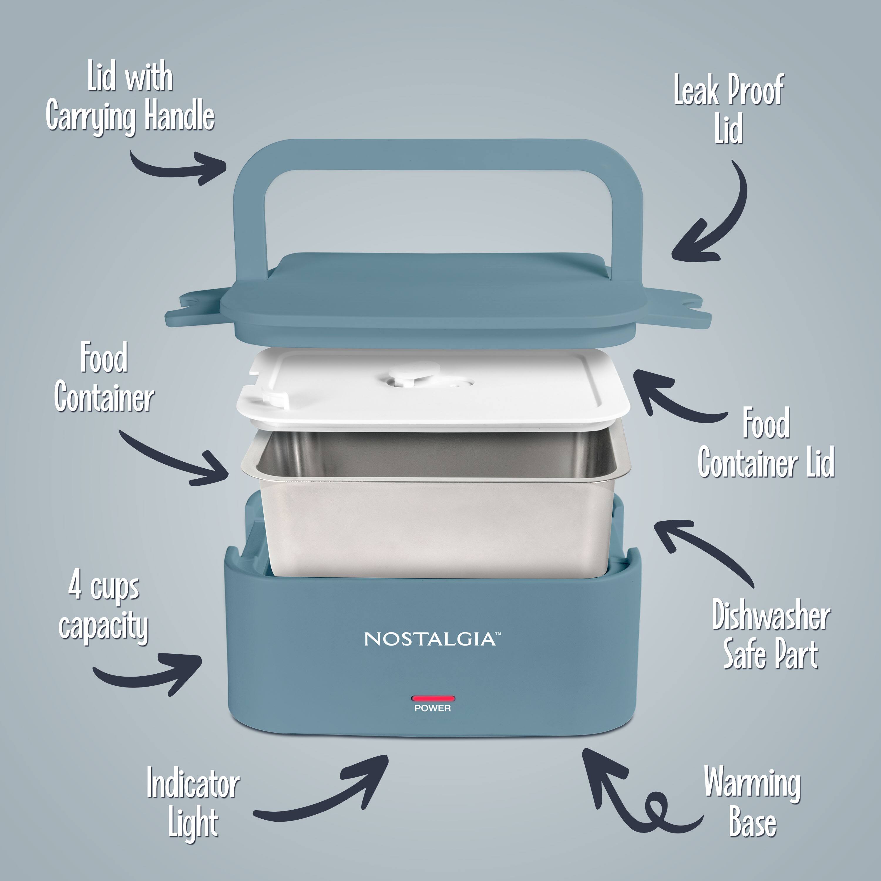 Lid with Carrying Handle  
Leak Proof Lid  
Food Container  
Food Container Lid  
4 cups capacity  
Dishwasher Safe Part  
Indicator Light  
Warming Base