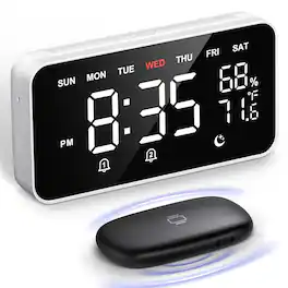 Dazzed Corner - Alarm Clock, Dual Alarm Clocks, Large Display Auto Dimmer - White