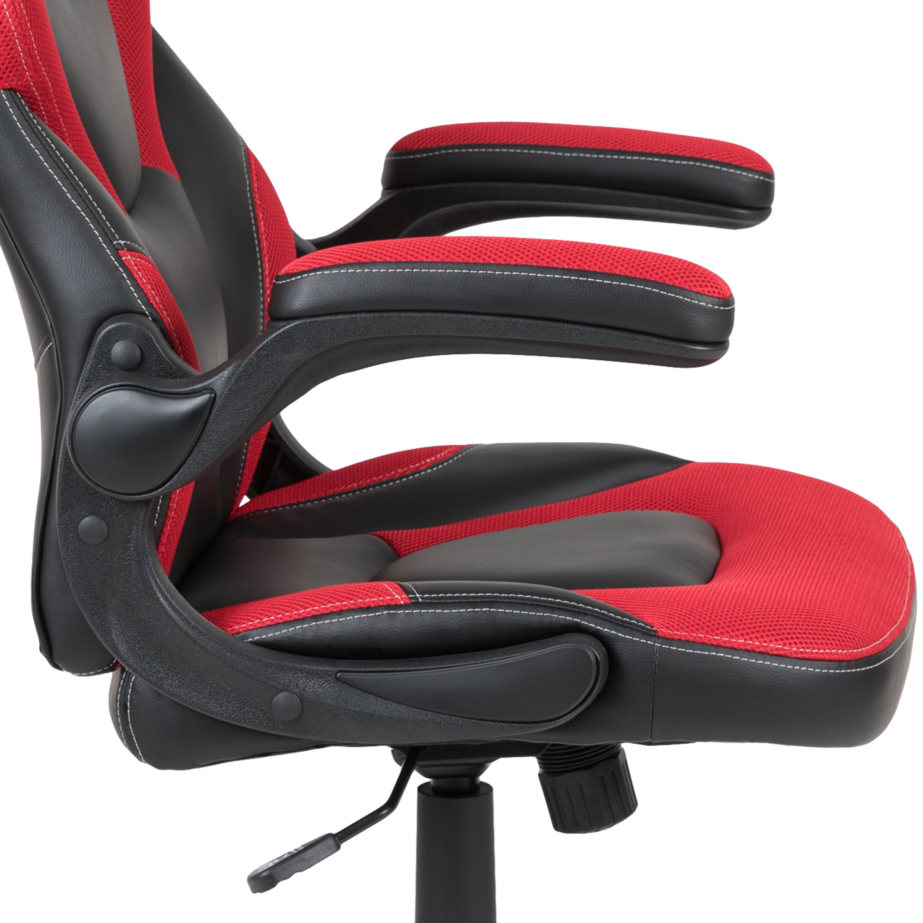 Alt View 7. Emma + Oliver - Gaming Desk and Racing Chair Set with Cup Holder and Headphone Hook - Red.