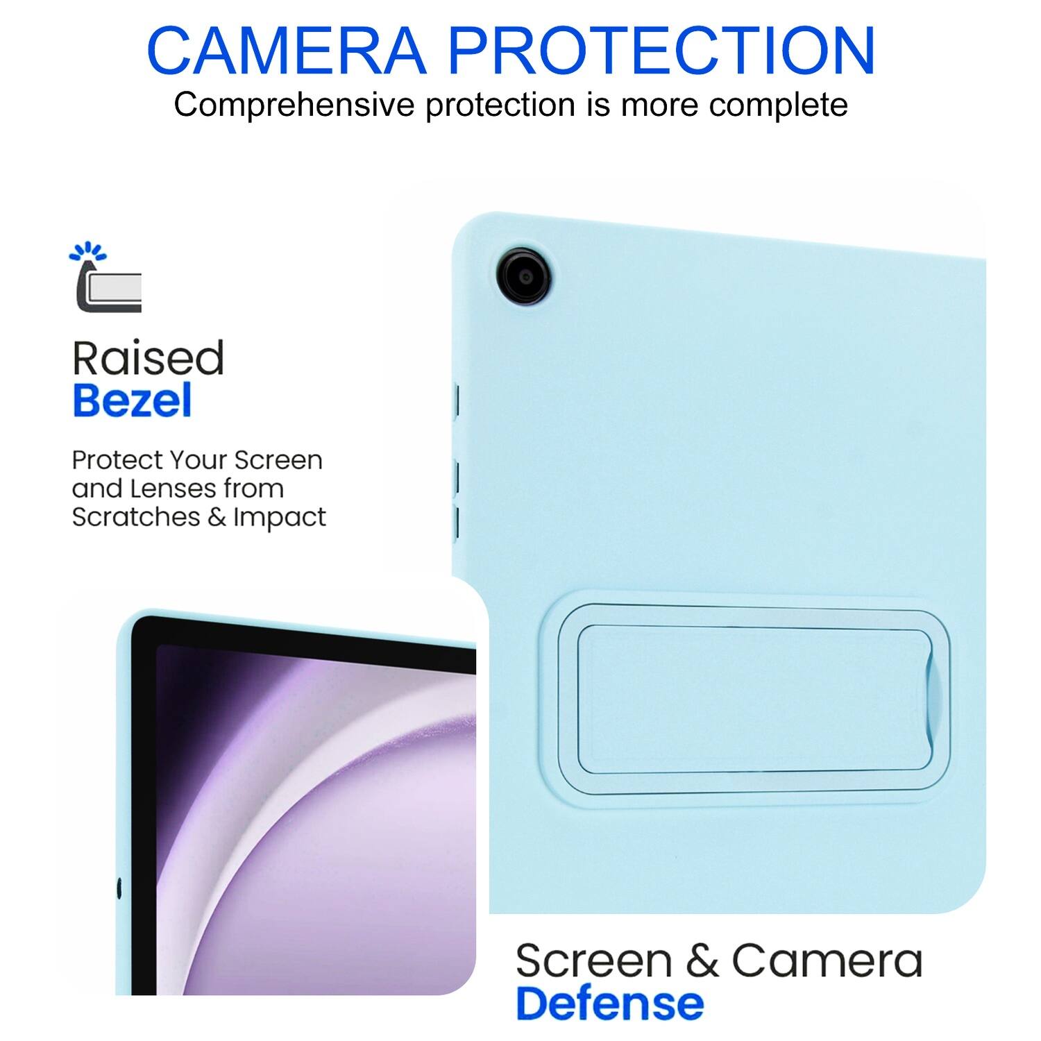CAMERA PROTECTION  
Comprehensive protection is more complete  

Raised Bezel  
Protect Your Screen and Lenses from Scratches & Impact  

Screen & Camera Defense