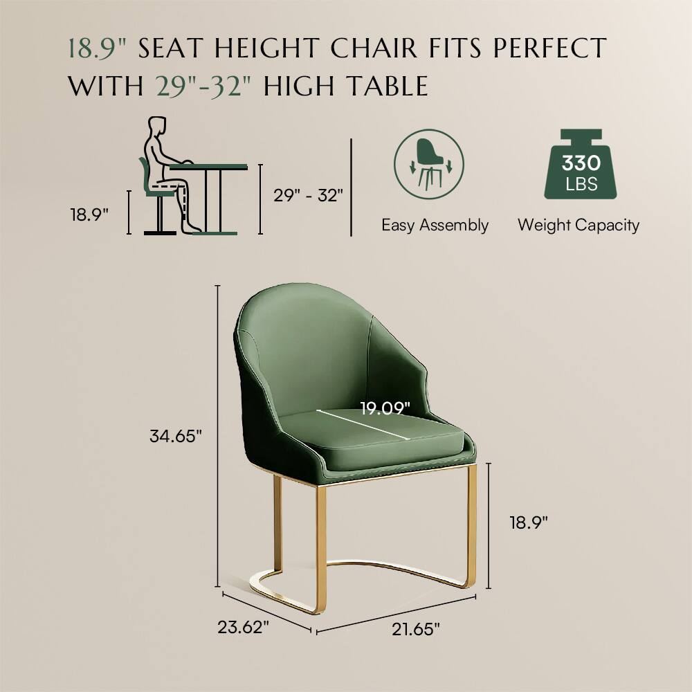 18.9" SEAT HEIGHT CHAIR FITS PERFECT WITH 29"-32" HIGH TABLE

Easy Assembly

Weight Capacity: 330 LBS

Dimensions:
- 18.9" (seat height)
- 19.09" (seat width)
- 21.65" (depth)
- 23.62" (width)
- 34.65" (height)