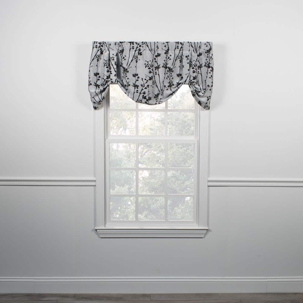 Ellis Curtain - Meadow High Quality Room Darkening Solid Natural Color Lined Tie-Up Window Valance - 50 x22" - Chrome