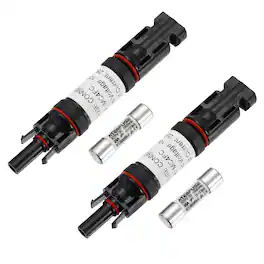 Unique Bargains - 2Set 25A Solar Fuse Holder Inline 1000V IP67 Waterproof Male/Female Connector with Fuse for PV System - Black