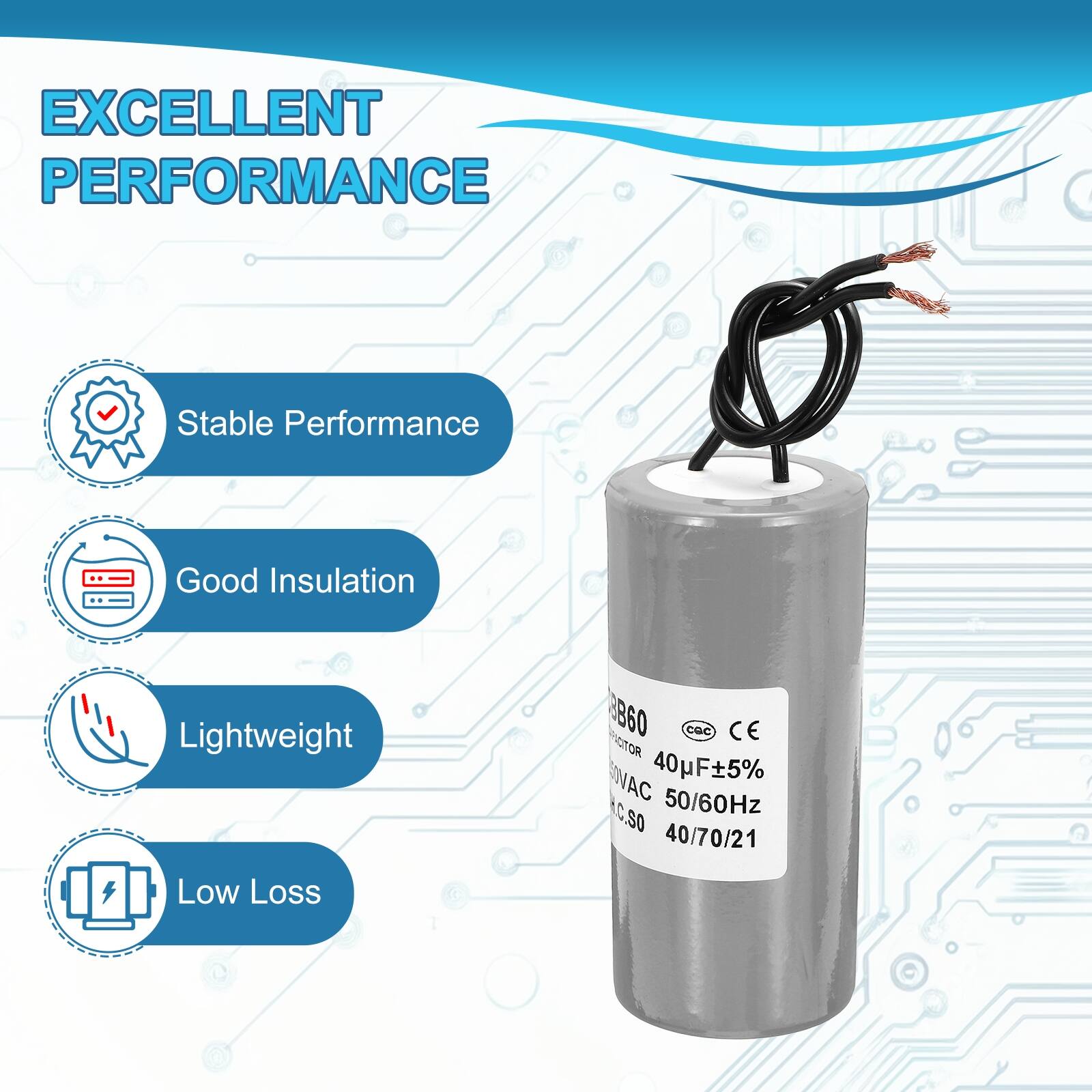EXCELLENT PERFORMANCE

- Stable Performance
- Good Insulation
- Lightweight
- Low Loss

8860 CAE CE PSOR NAC 40F5% C.S0 50/60Hz 40/70/21