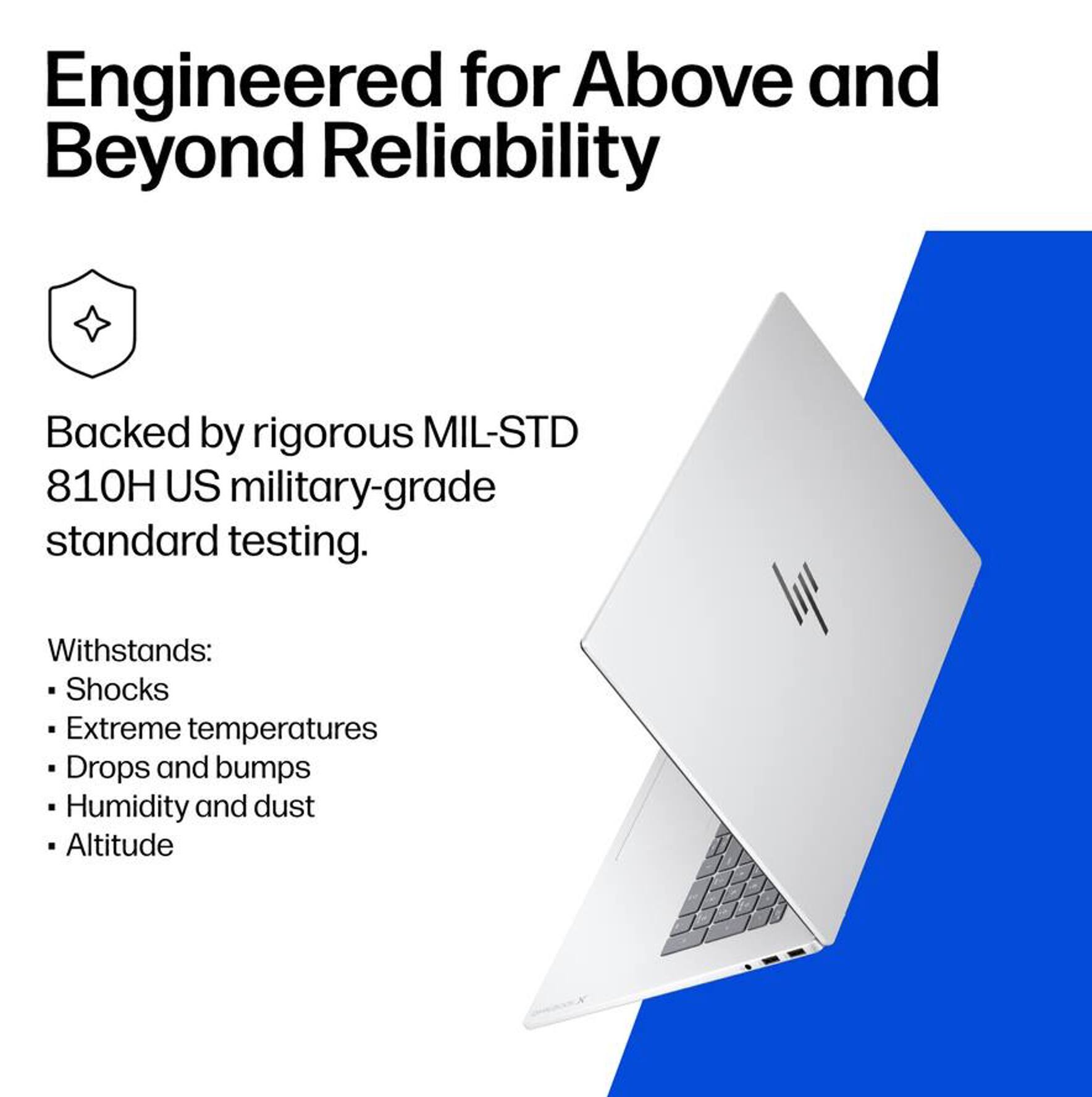 Engineered for Above and Beyond Reliability

Backed by rigorous MIL-STD 810H US military-grade standard testing.

Withstands:
- Shocks
- Extreme temperatures
- Drops and bumps
- Humidity and dust
- Altitude