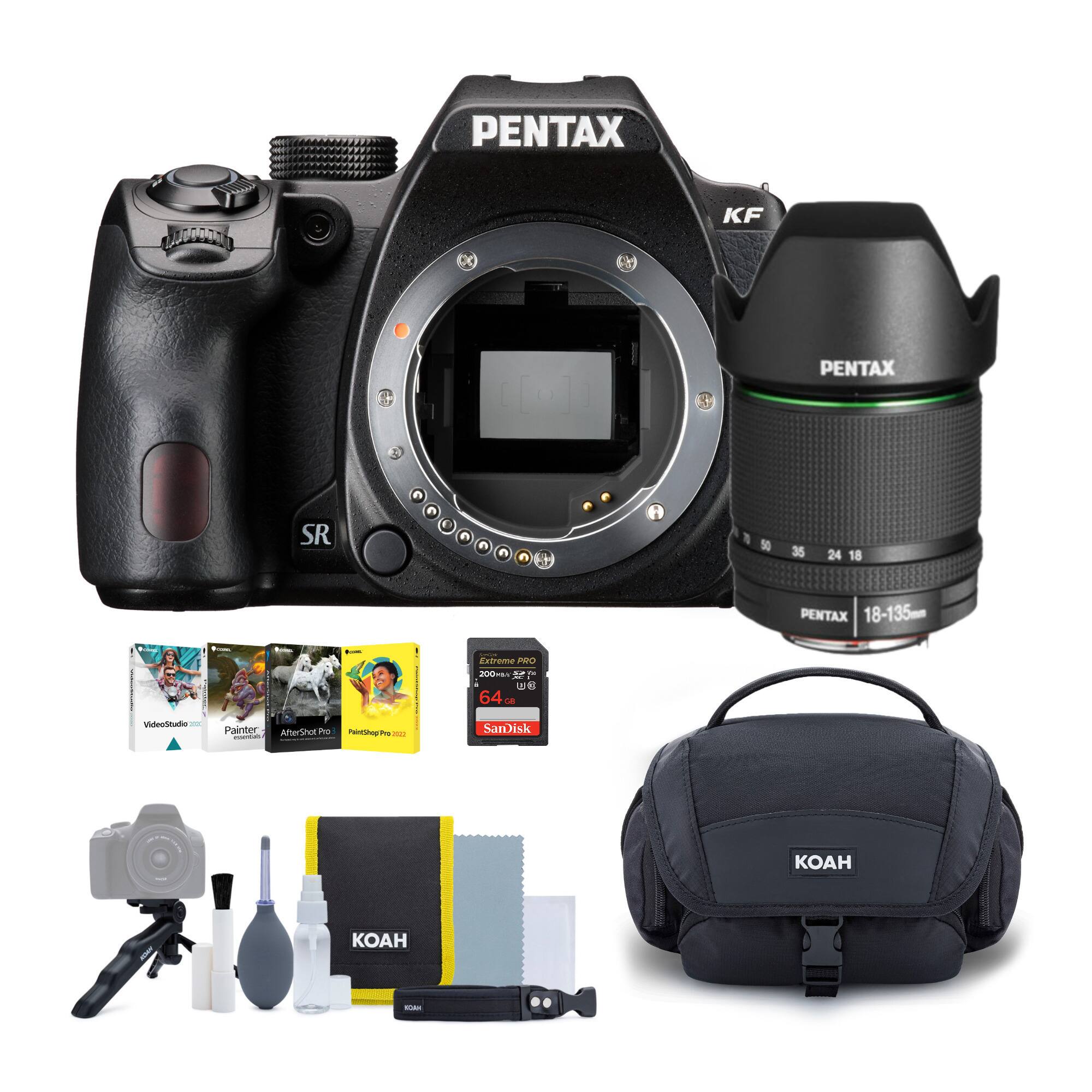 PENTAX KF  
PENTAX R SR  
PENTAX 18-135  
Extreme PRO 64GB SanDisk  
VideoStudio Pro 20  
Painter  
AfterShot Pro 3  
PhotoShop Pro 3  
KOAH Camera Bag  
KOAH Cleaning Kit