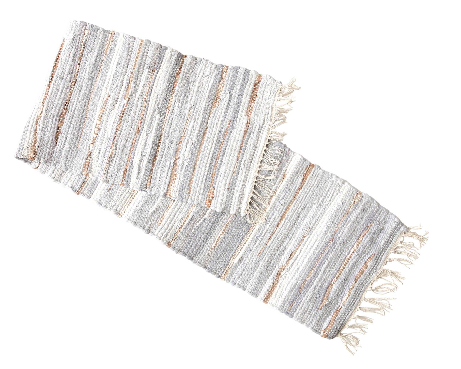 Audrey's - and Gold Chindi Cloth Woven Table Runner 12 Inches X 56 Inches - Gray