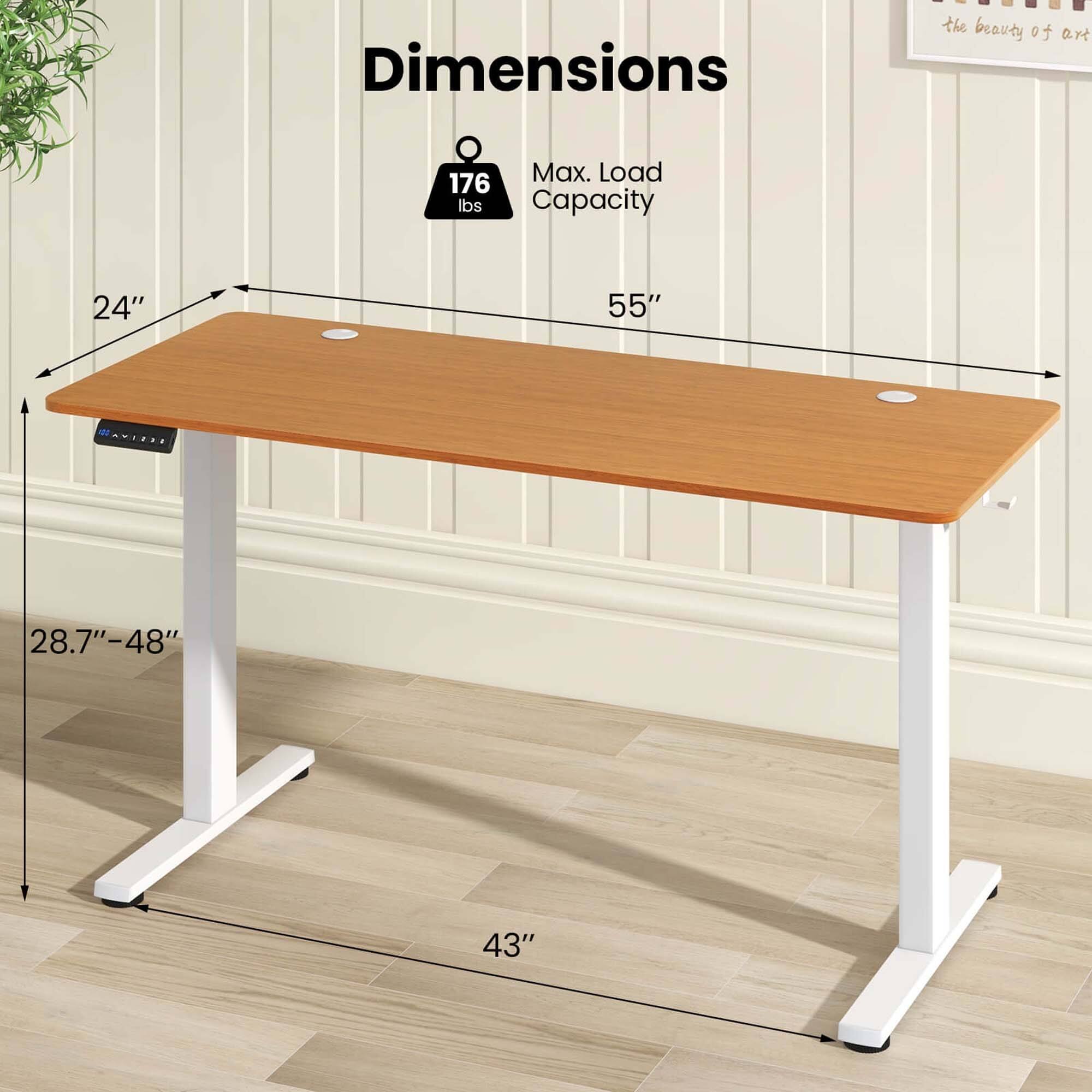 Dimensions: 24" x 55" 28.7"-48" 43"