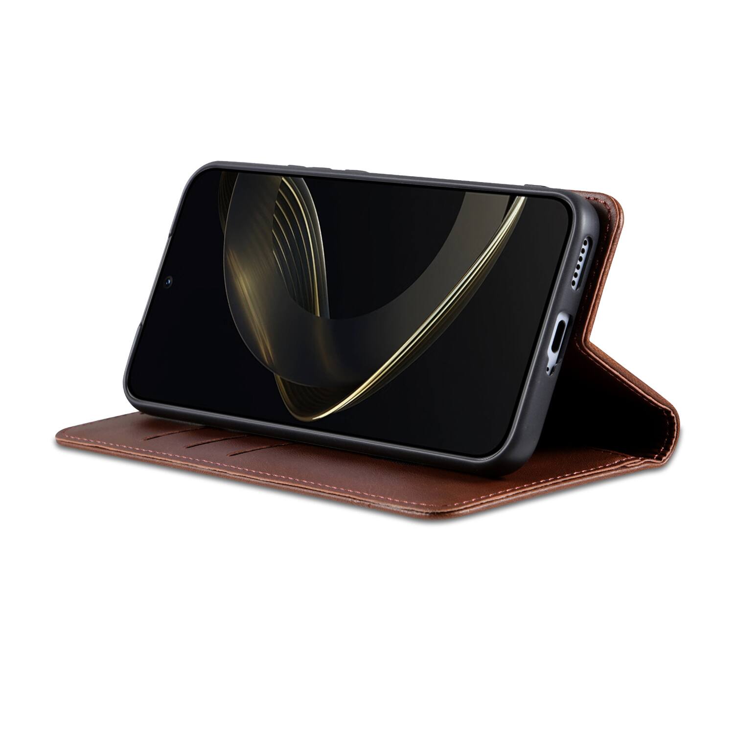 Alt View 1. Dteck - Flip Wallet Case for Samsung Galaxy S26 Ultra,Magnetic Closure Card Slots Kickstand Cover,Shock-Absorbing TPU Cover - Brown.