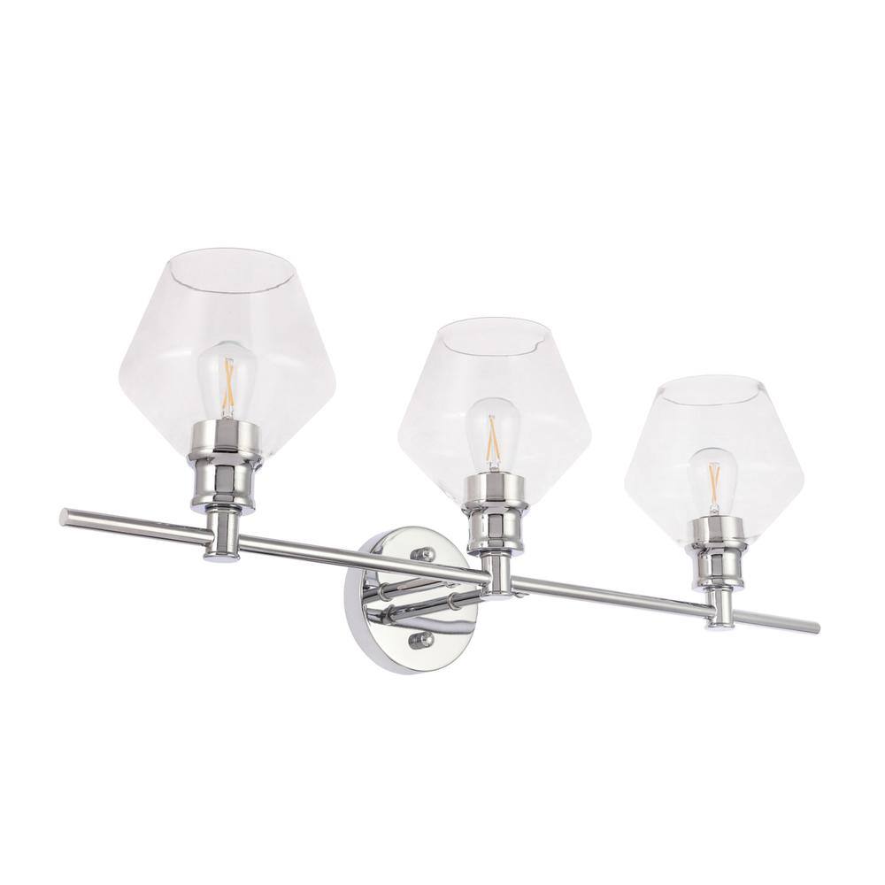 Alt View 5. Living District - Gene 3 light Chrome and Clear glass Wall sconce - Chrome And Clear Glass.