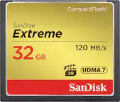 Front. SanDisk - Extreme 32GB CompactFlash (CF) Memory Card - Black/Gold.