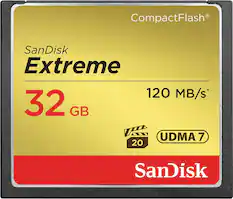 Front. SanDisk - Extreme 32GB CompactFlash (CF) Memory Card - Black/Gold.