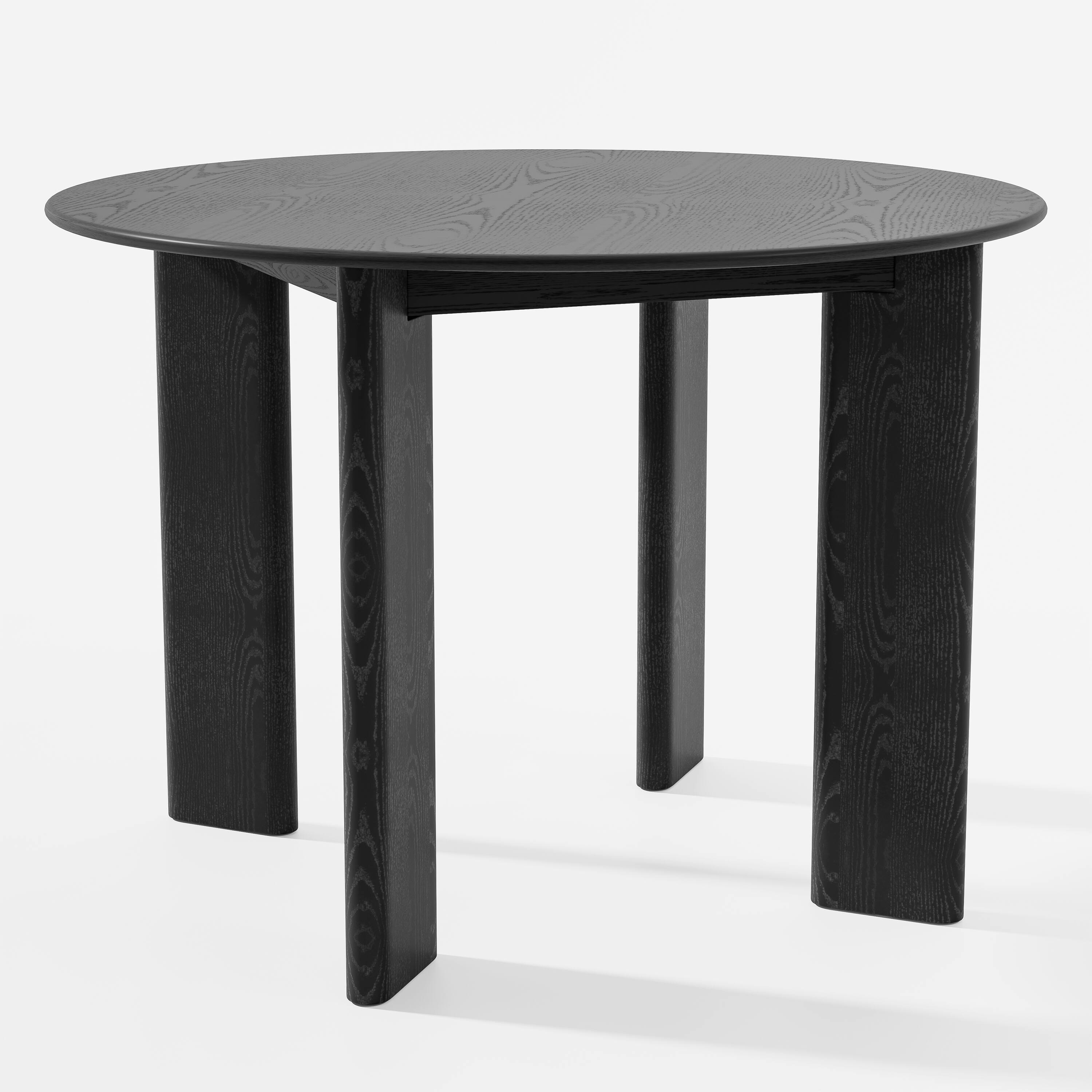 Angle. Lirago - 42in. Tapered Leg Round Black Dining Table Solid Wood Timeless Style,Seats 6 People - Black.