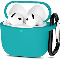 Front. Entronix - Entronix Liquid Silicone Case for Apple AirPods 4th Generation - Teal.