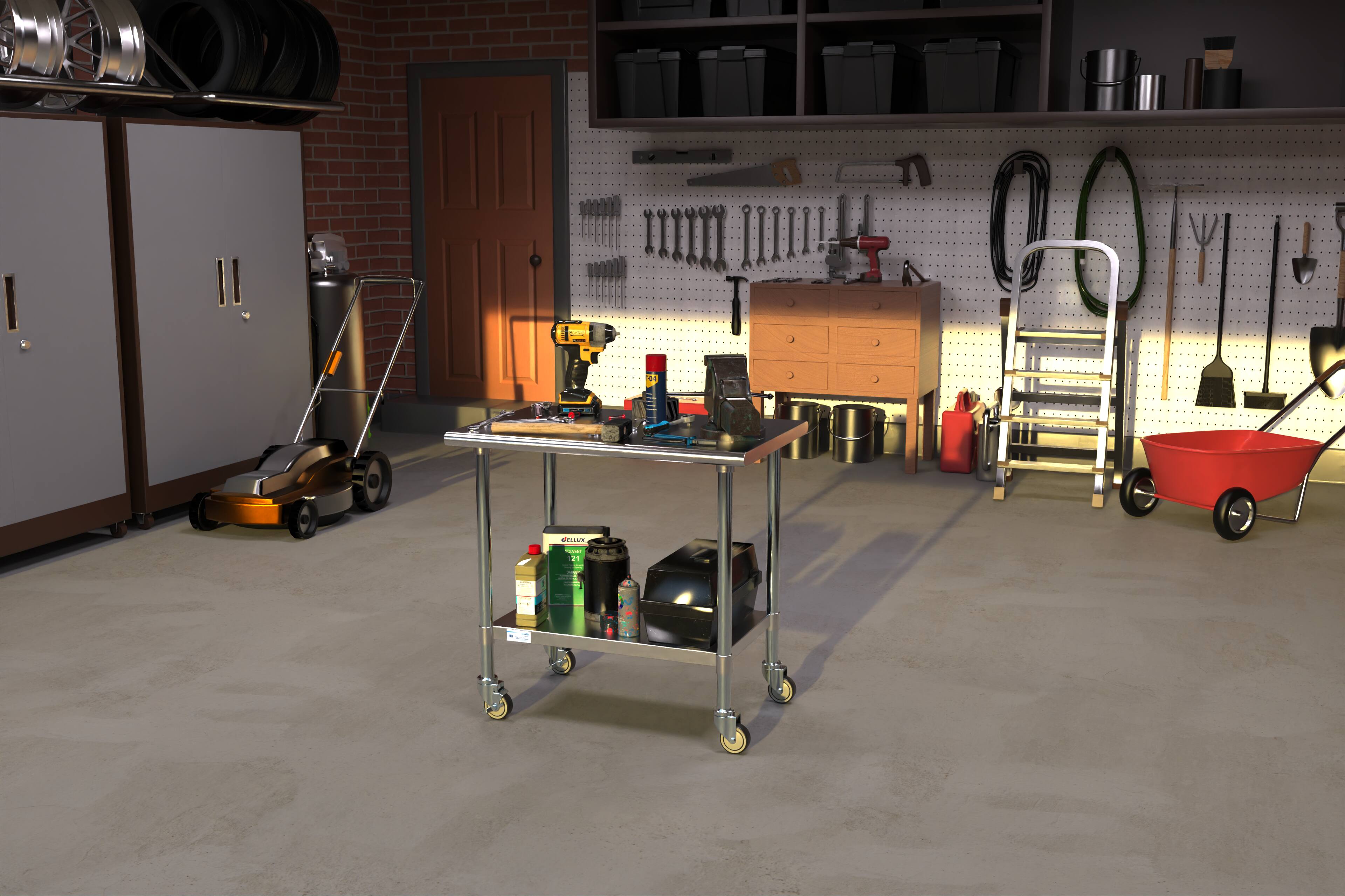 Alt View 6. Koolmore - 24" x 36" 18-Gauge 304 Stainless Steel Commercial Work Table with Casters, CT2436-18C. - Silver.