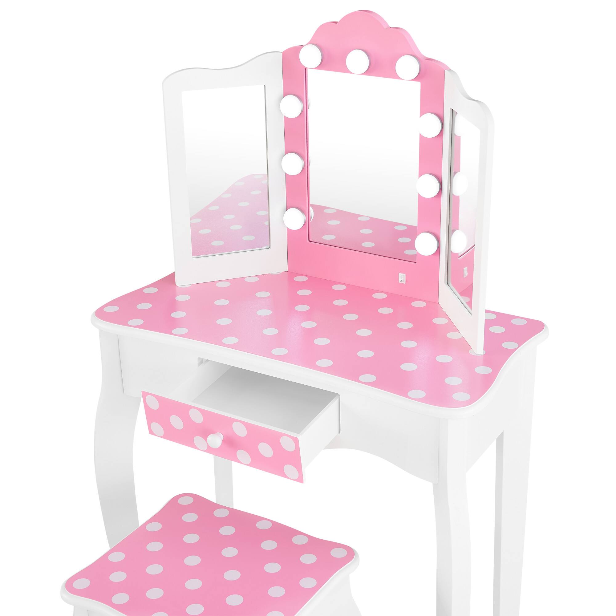 Alt View 3. Teamson Kids - Kids LED Vanity Set with Mirror & Stool.