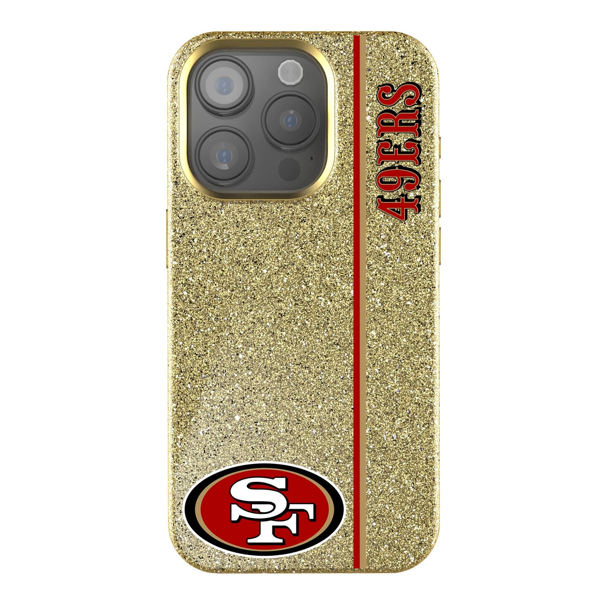 Front. Keyscaper - San Francisco 49ers iPhone Bling Case - 14 Pro - Gold.