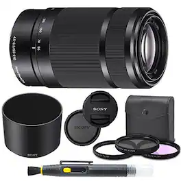 Sony - E-Mount 55-210mm F4.5-6.3 Lens with Accessory Bundle - Black