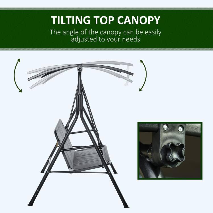 TILTING TOP CANOPY  
The angle of the canopy can be easily adjusted to your needs