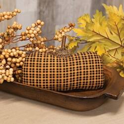 Angle. BreeBe - Stuffed Orange & Black Mini Check Long Primitive Pumpkin Sitter - Orange, Black.