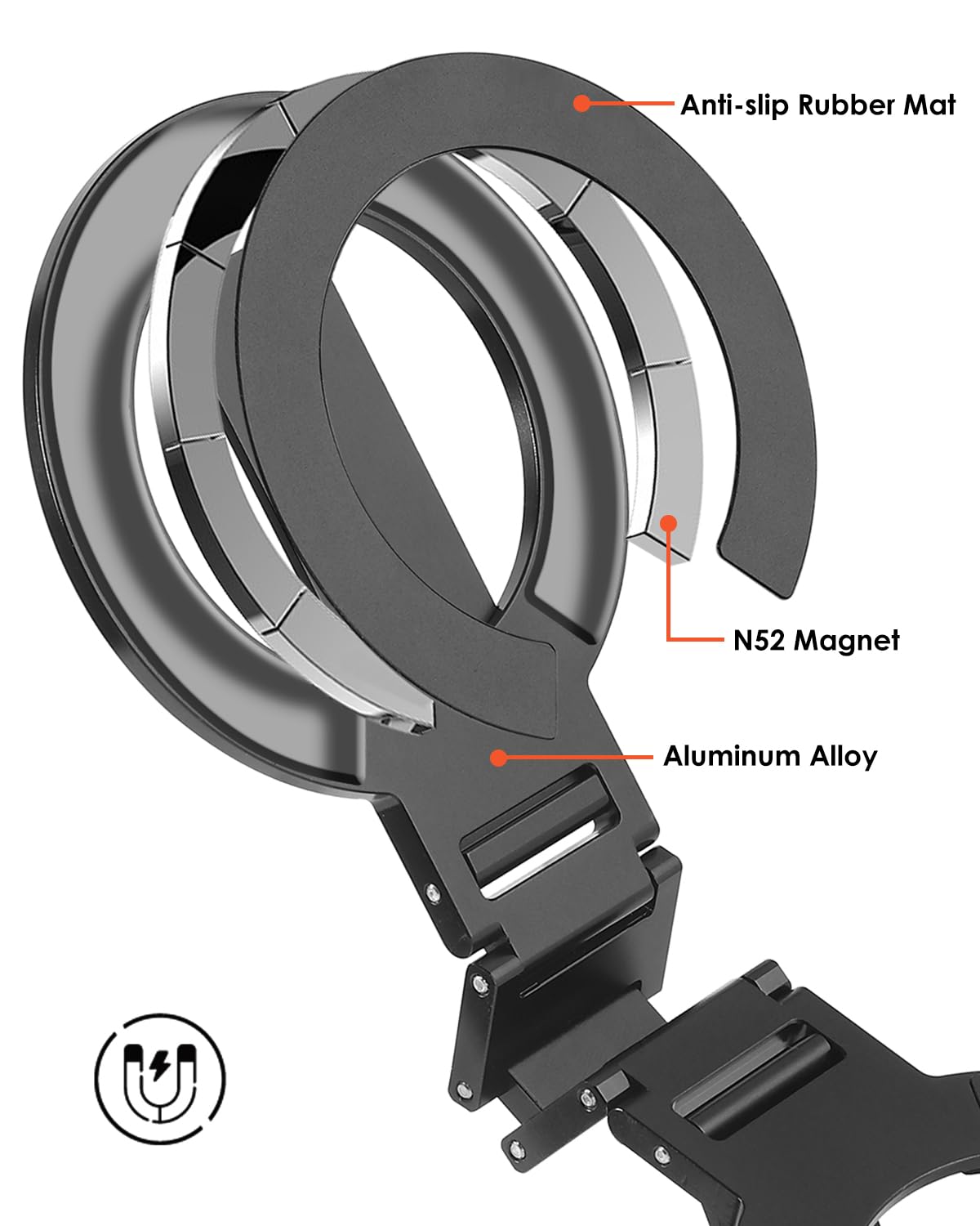 Anti-slip Rubber Mat  
N52 Magnet  
Aluminum Alloy