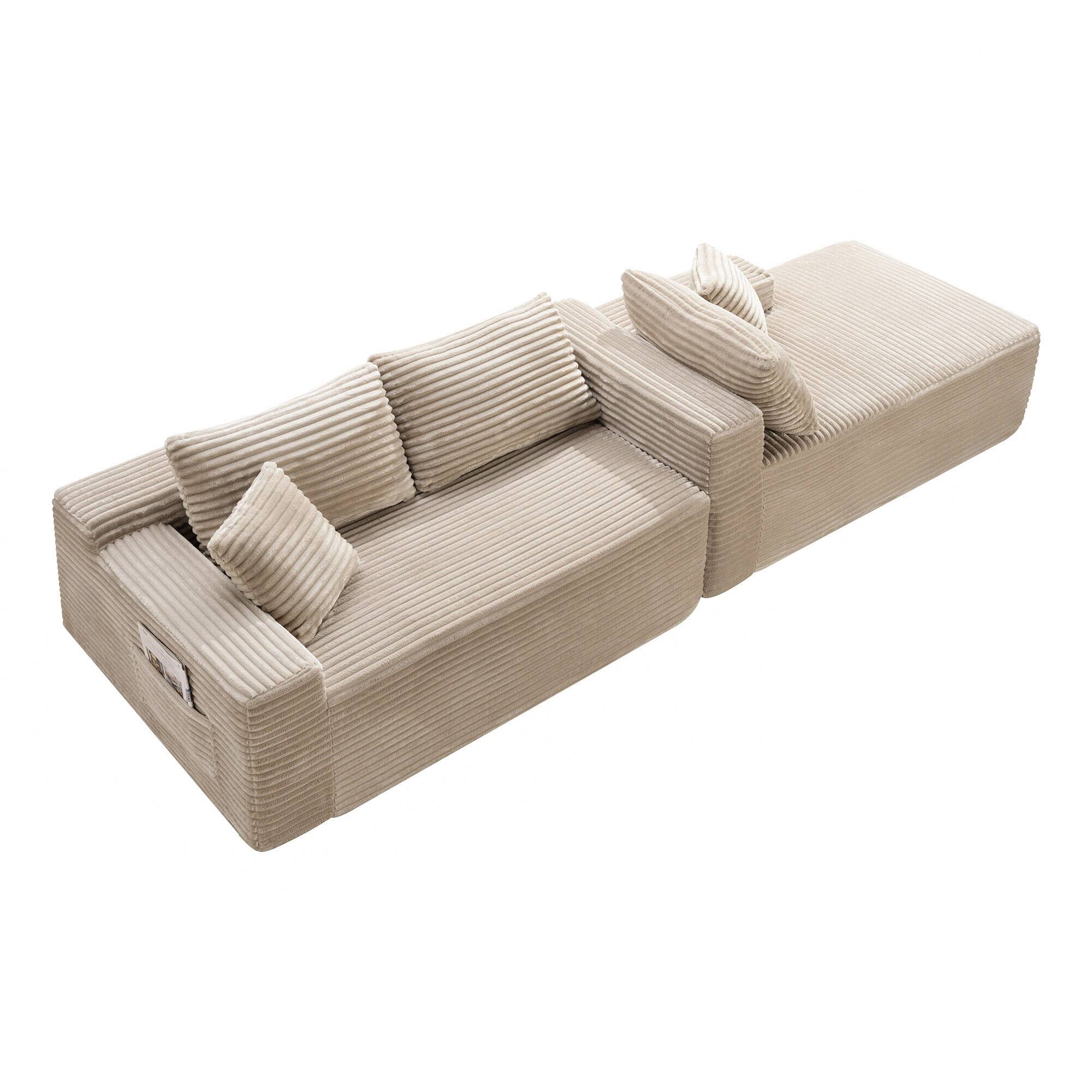 Alt View 5. Boyel Living - 106.3-Inch Corduroy Modular U-Shaped Cloud Sectional Sofa - Camel.
