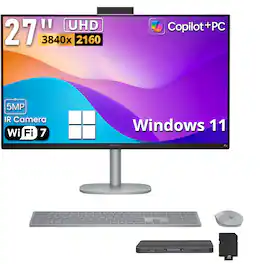 HP - HP-OmniStudio X-27" 4K All-in-One Desktop-Intel Ultra 7 256V-16GB RAM-1TB SSD+1TB Dock Set-Win 11-Copilot+ PC - Silver