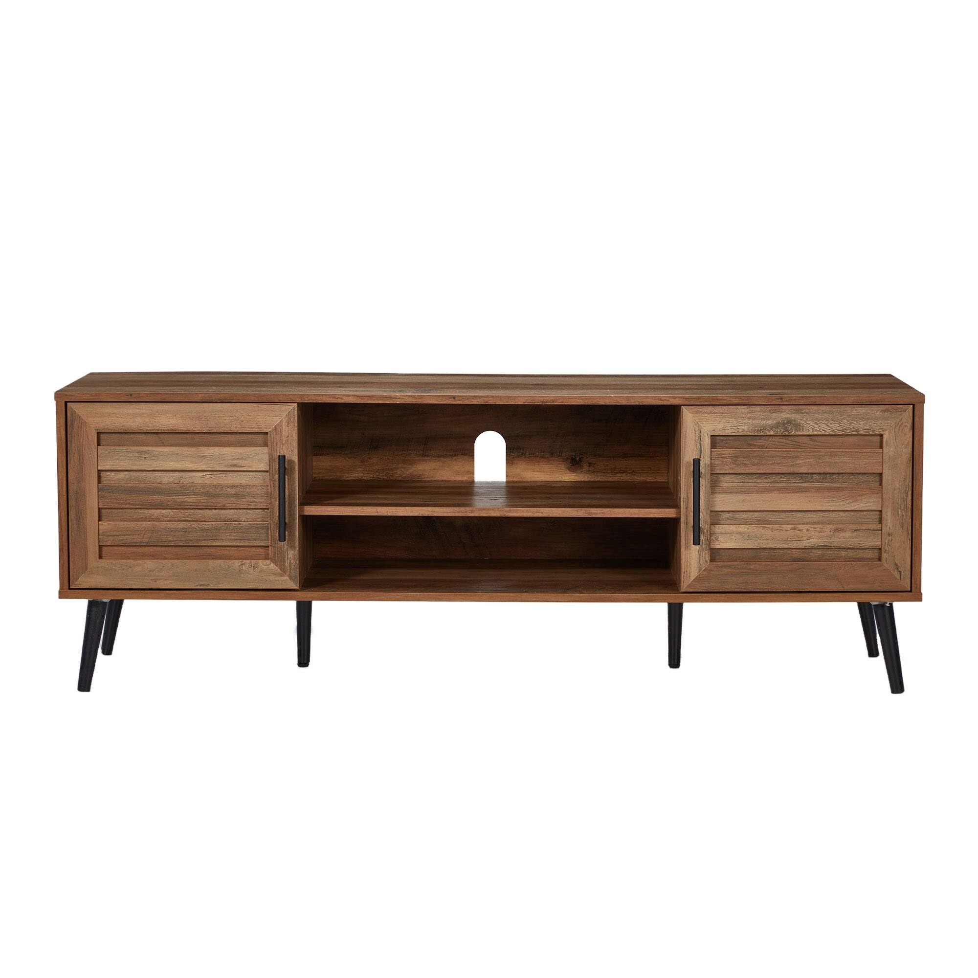 Alt View 1. JOMEED - Jomeed Mid Century Modern Wooden TV Entertainment Console with Storage Shelf - Walnut.