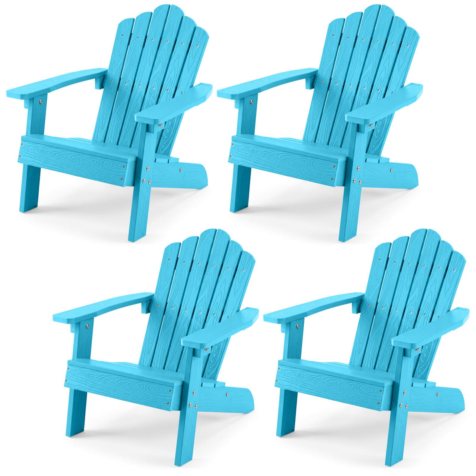 Gymax - 4PCS Kids Adirondack Chairs w/Tilted High Backrest Wide Armrests & Angled Seat Turquoise - Green price history on PriceWatchPro