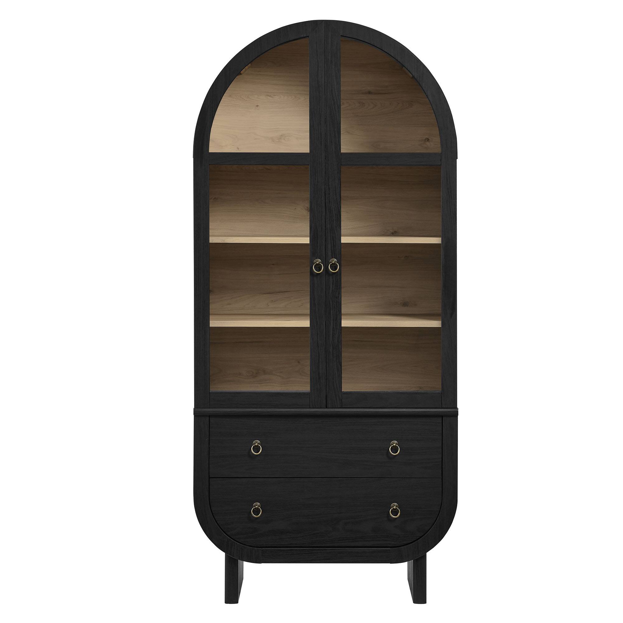 Alt View 4. Modway - Nyx Arched Display Cabinet by Modway - Black Light Oak.