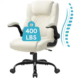 Brick Attic - PU Office Chair for Short People Use, Small Gmaing Chair with Wheels and Adjustable Armrests - Milky White