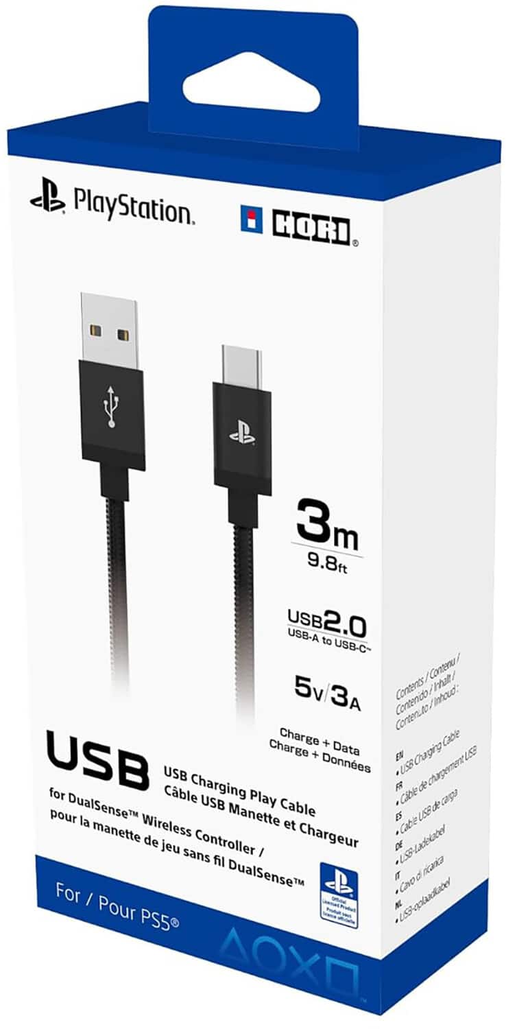 Hori - USB Charging Play Cable for Playstation 5 - Officially Licensed by Sony - GAMES ACCESSORIES - Multicolor