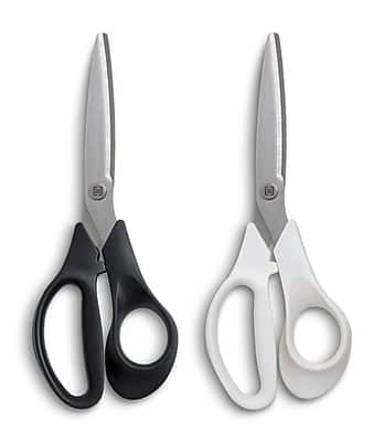 Front. TRU RED - 8" Stainless Steel Scissors, Straight Handle, 2/Pack - Black/White.