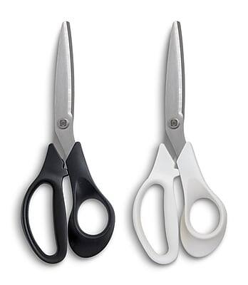 Front. TRU RED - TRU RED™ 8" Stainless Steel Scissors, Straight Handle, 2/Pack (TR55030) - Black/White.
