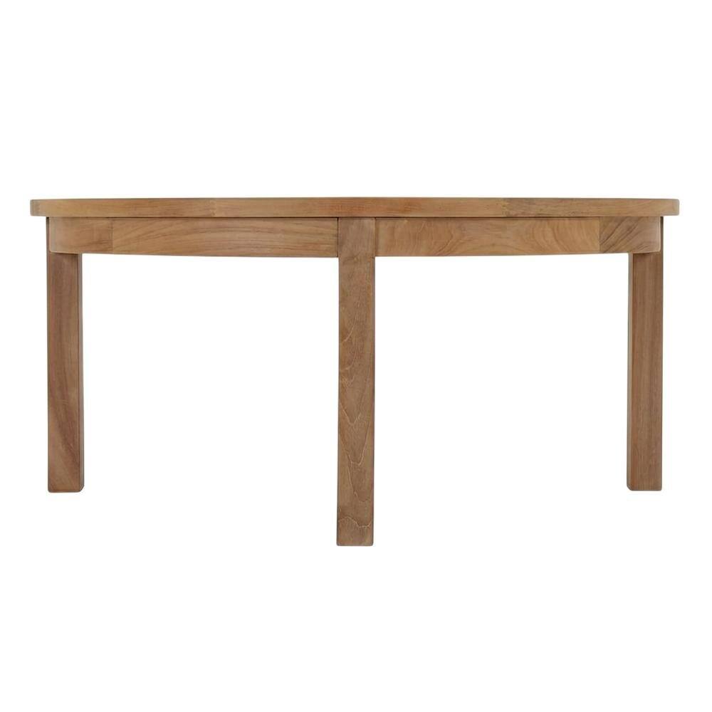 Back. Outdoor Escape - Teak Outdoor Coffee Table With Round Top And Rustic Finish - Brown.
