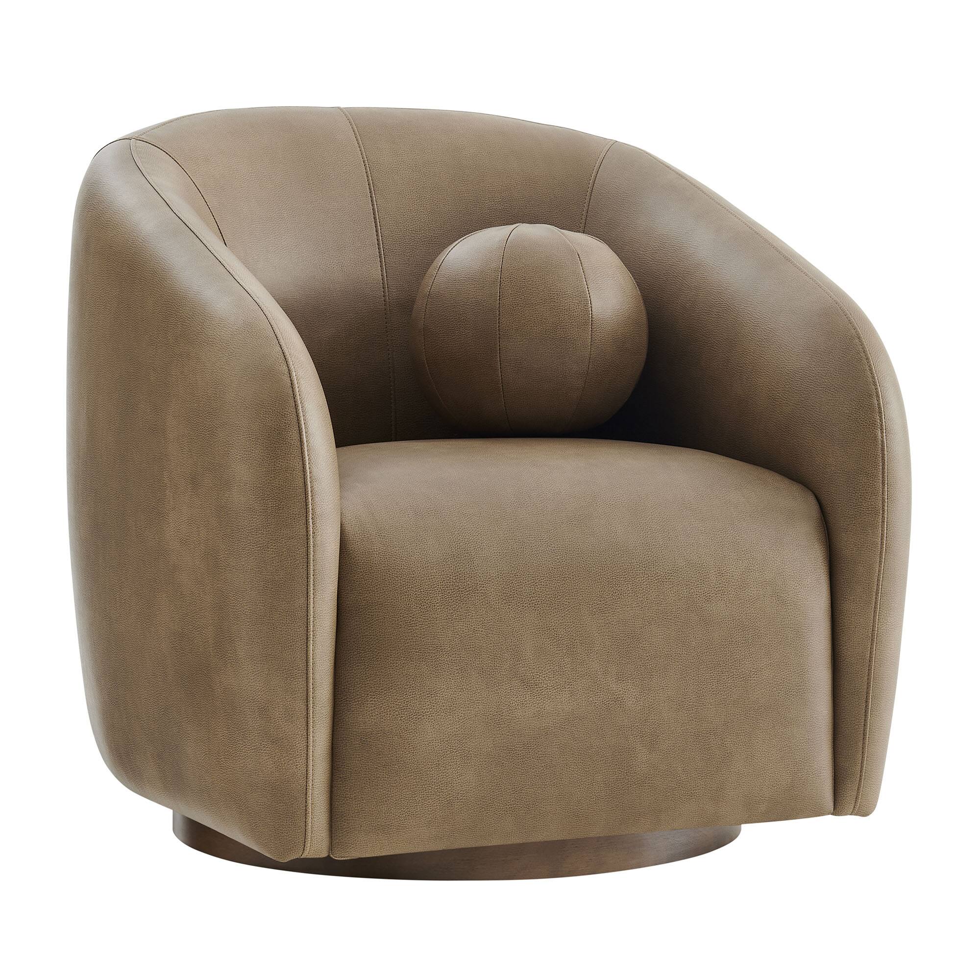 Angle. Modway - Holland Swivel Vegan Leather Armchair by Modway - Mushroom.