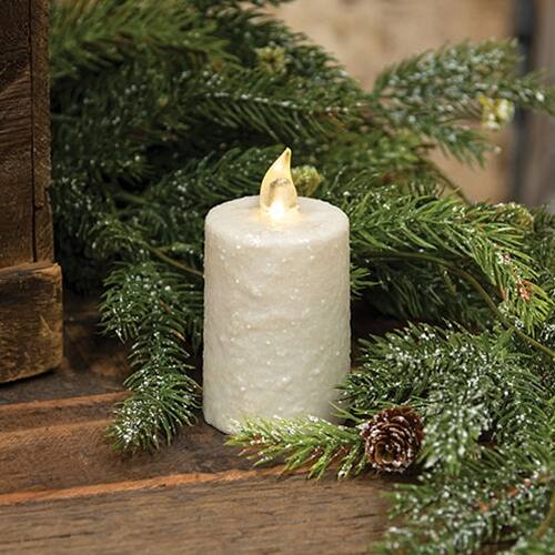 Angle. BreeBe - Warm Glow White Glitter Flicker Flame Timer Votive 2.25" x 3"H - White.