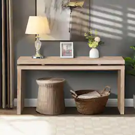 Loheer - 60 inch farmhouse console table entryway table - Antique Natural