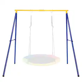 Costway - 40" Flying Saucer Tree Swing Extra Large Heavy Duty A-Frame Steel Swing Stand - Multicolor