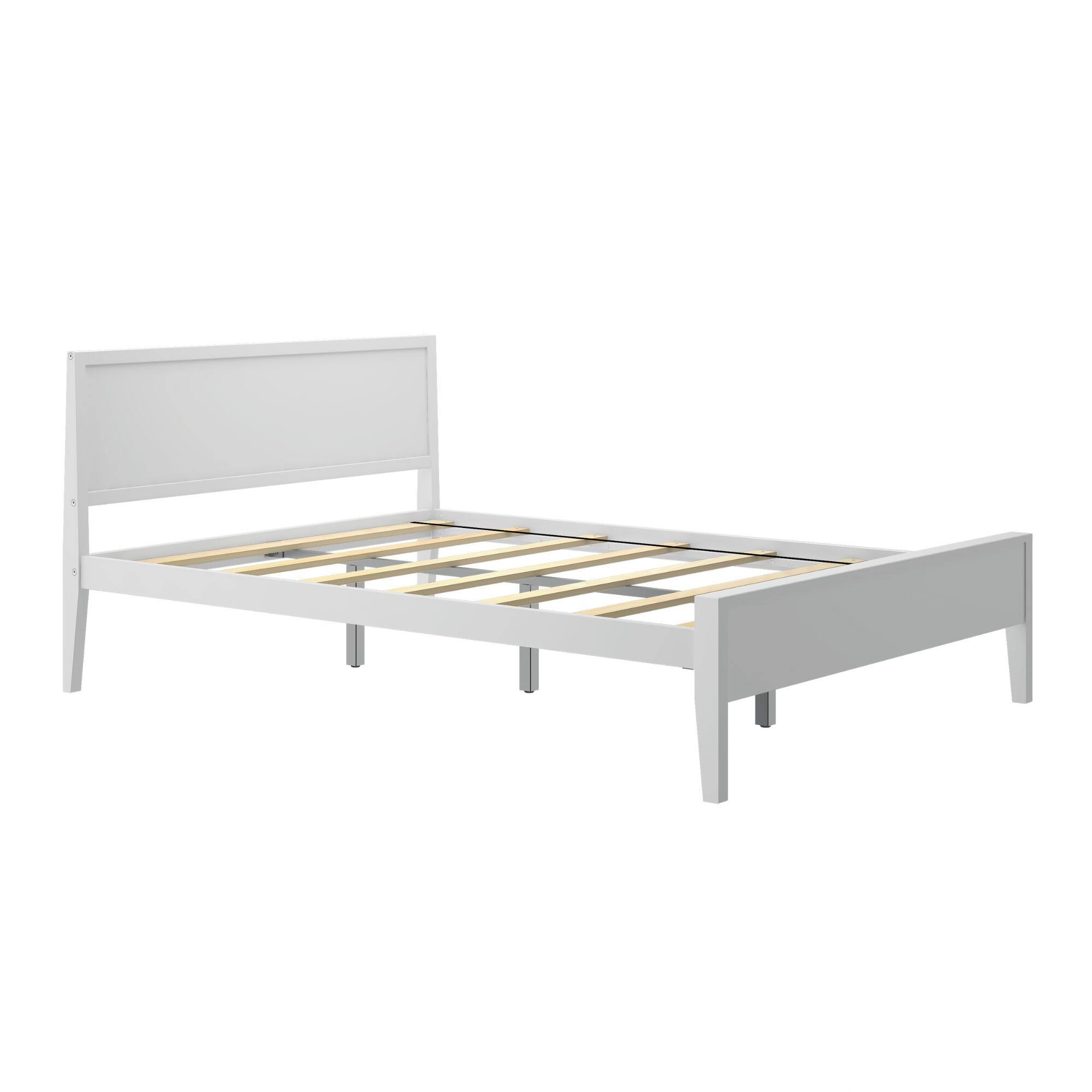Alt View 2. Plank+Beam - Queen-Size Bed with Panel Headboard, White - White.