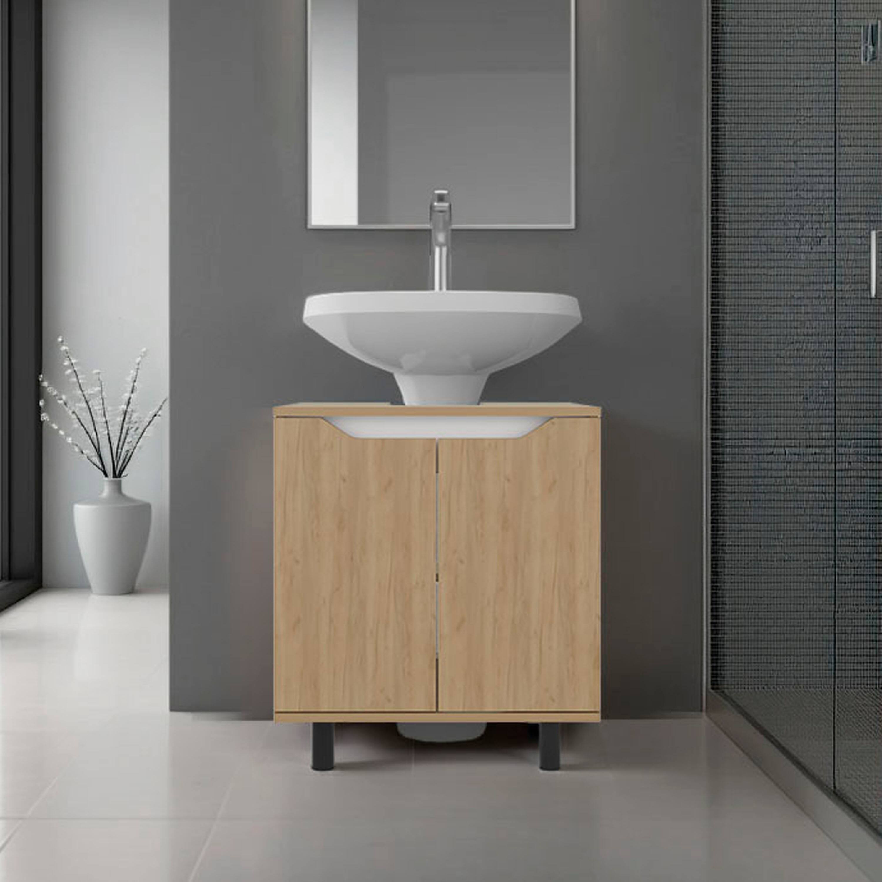 22 Inch Wide Marlo Freestanding Under Sink Cabinet 2 Doors Interior Shelves Modern Bathroom Storage