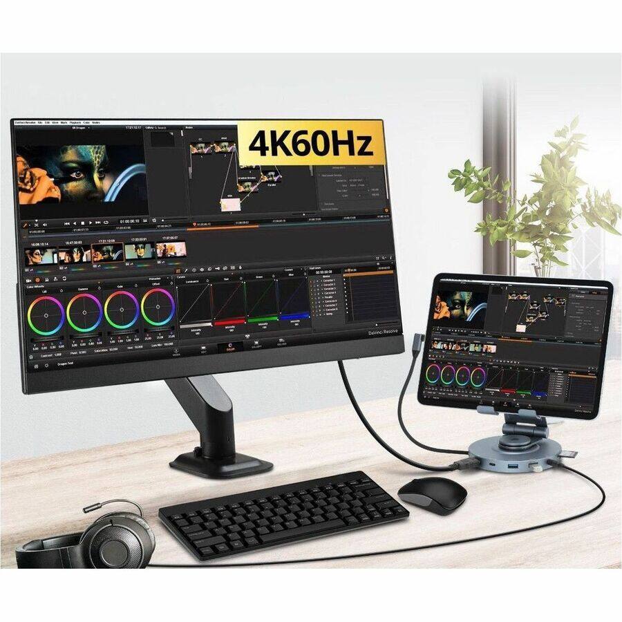 Alt View 4. SIIG Inc - SIIG USB-C Multitask Hub Stand Holder fits under 13" Tablets/Phones - 4K60Hz- PD100W - USB-C Hub Stand Holder fits under.