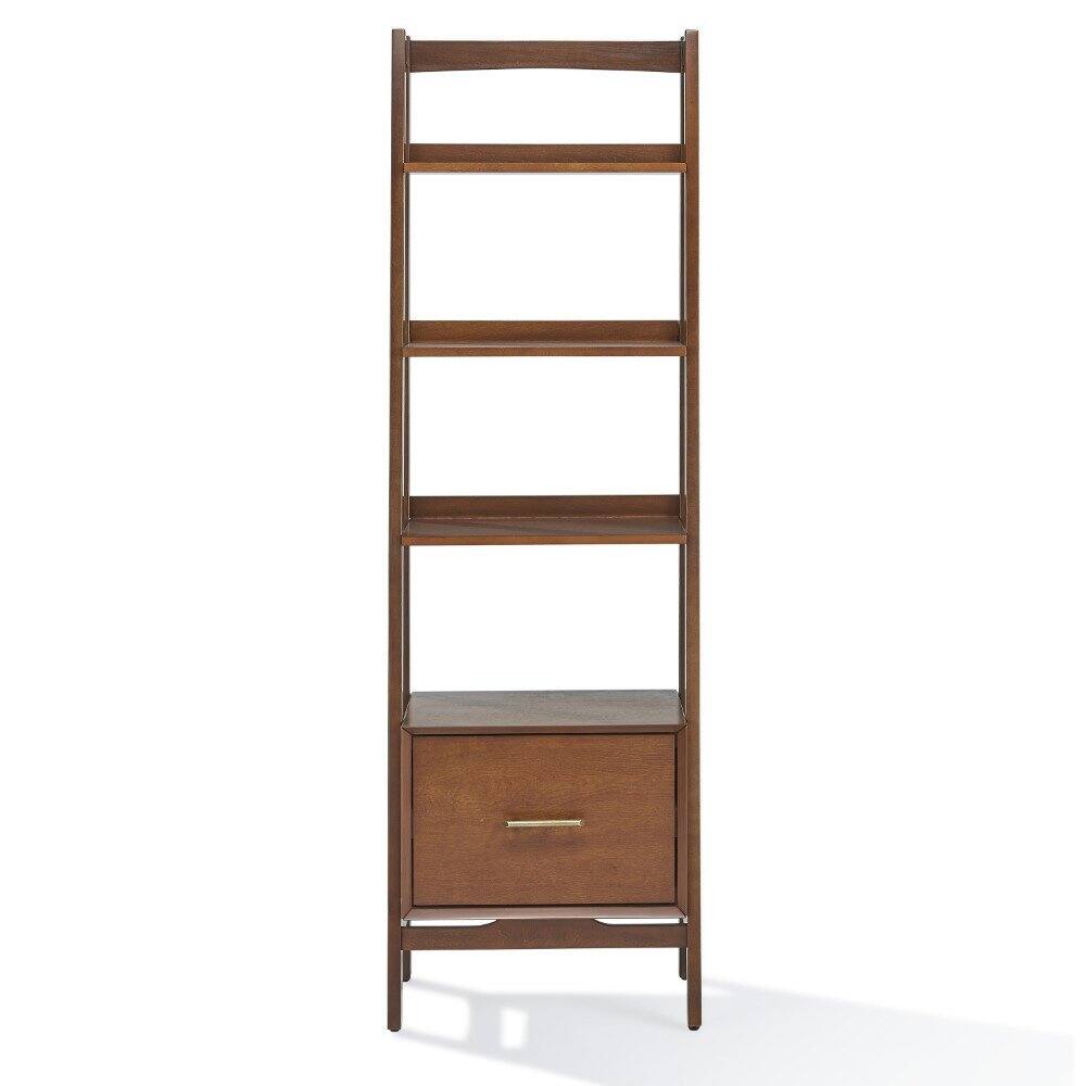 Angle. Crosley Furniture - Landon Small Etagere Bookcase - Matte Black.