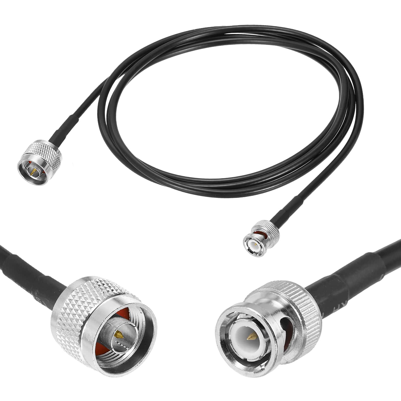 Unique Bargains - RG58 N-to-BNC, 50 Ohm LL BNC M/N M Coax Jumper for Spectrum Analyzer, Antenna, Ham Radio, Oscilloscope & RF - Black