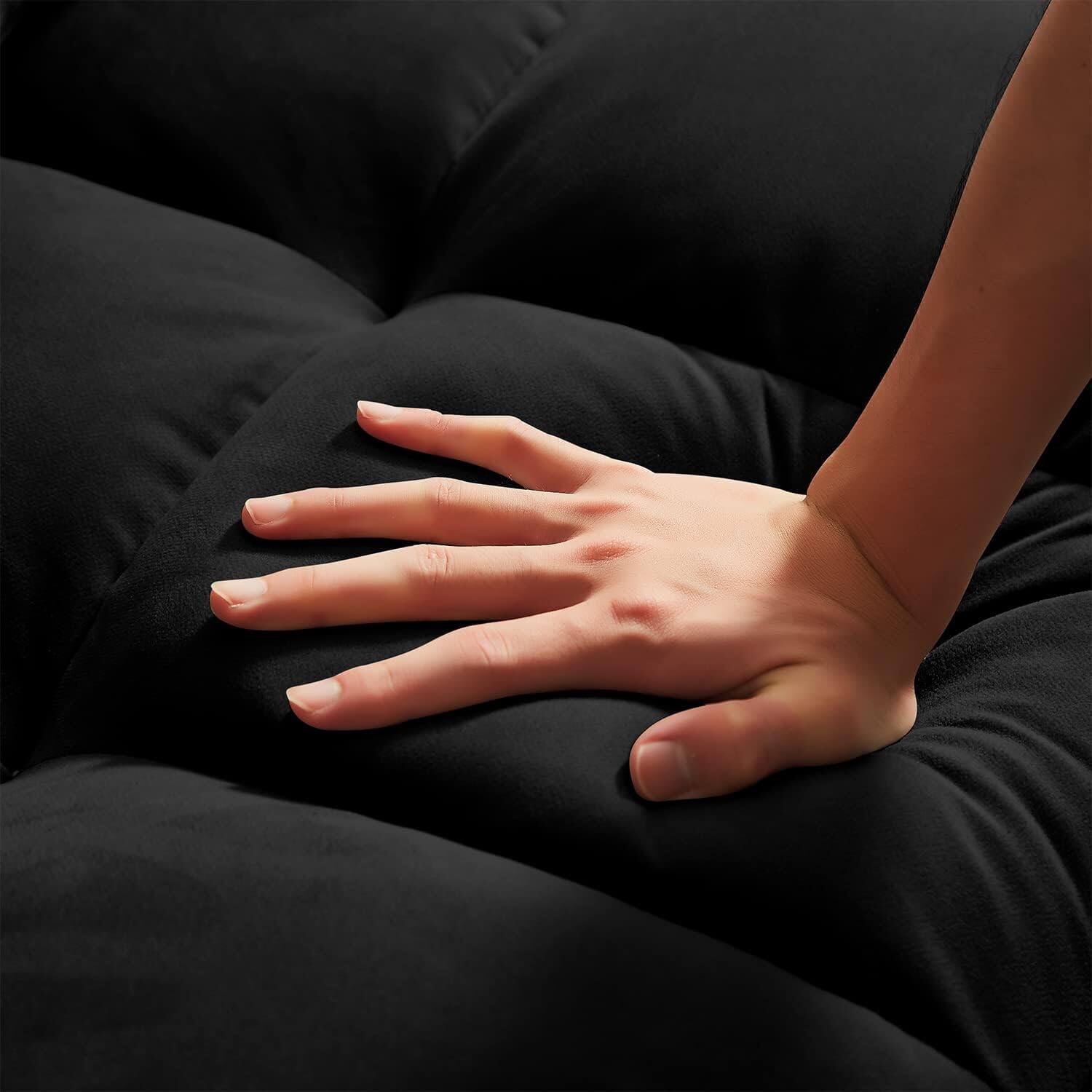 Alt View 4. Trinkets Crazed - Sofa Bed Couch Sleeper Loveseat Convertible Pull-Out Bed Couch With Side Pockets for Small Space - BLACK.