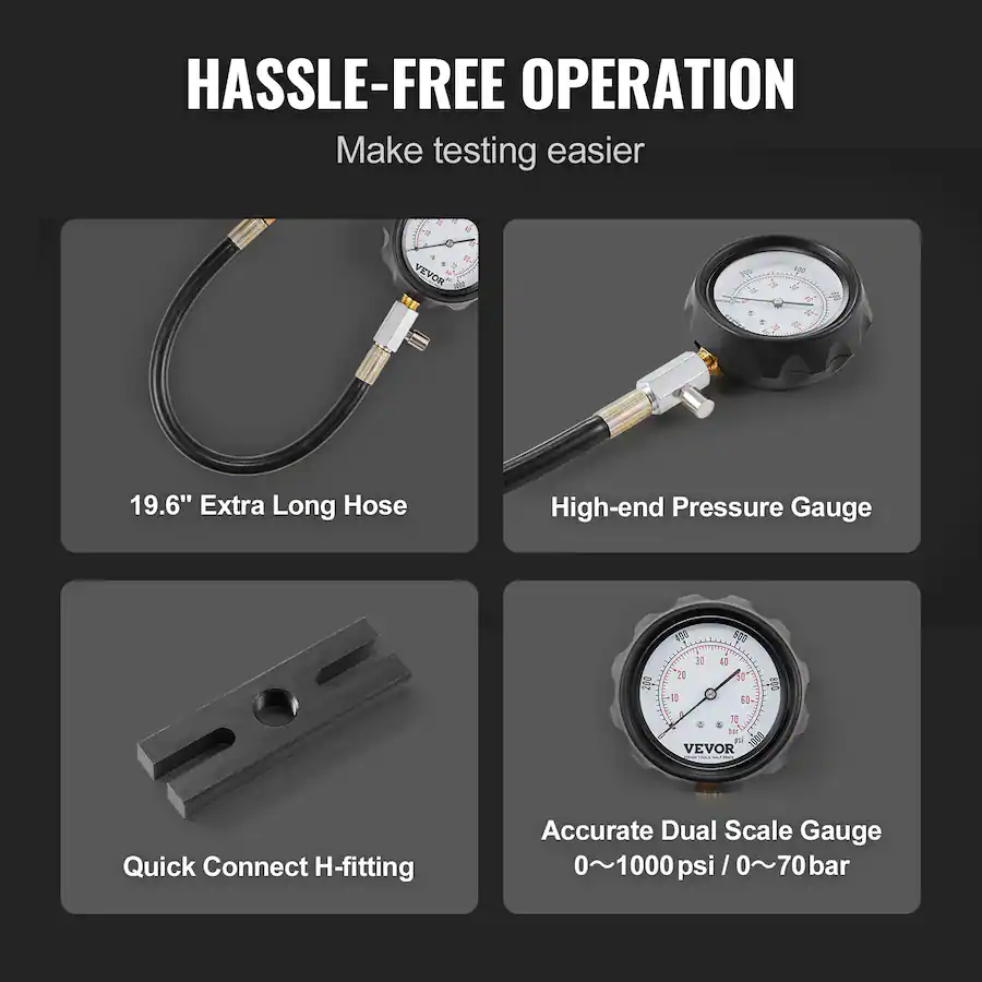 Compression Testing Matchine VEVOR Diesel Engine Compression Tester, 18 pcs Cylinder Pressure Test ...