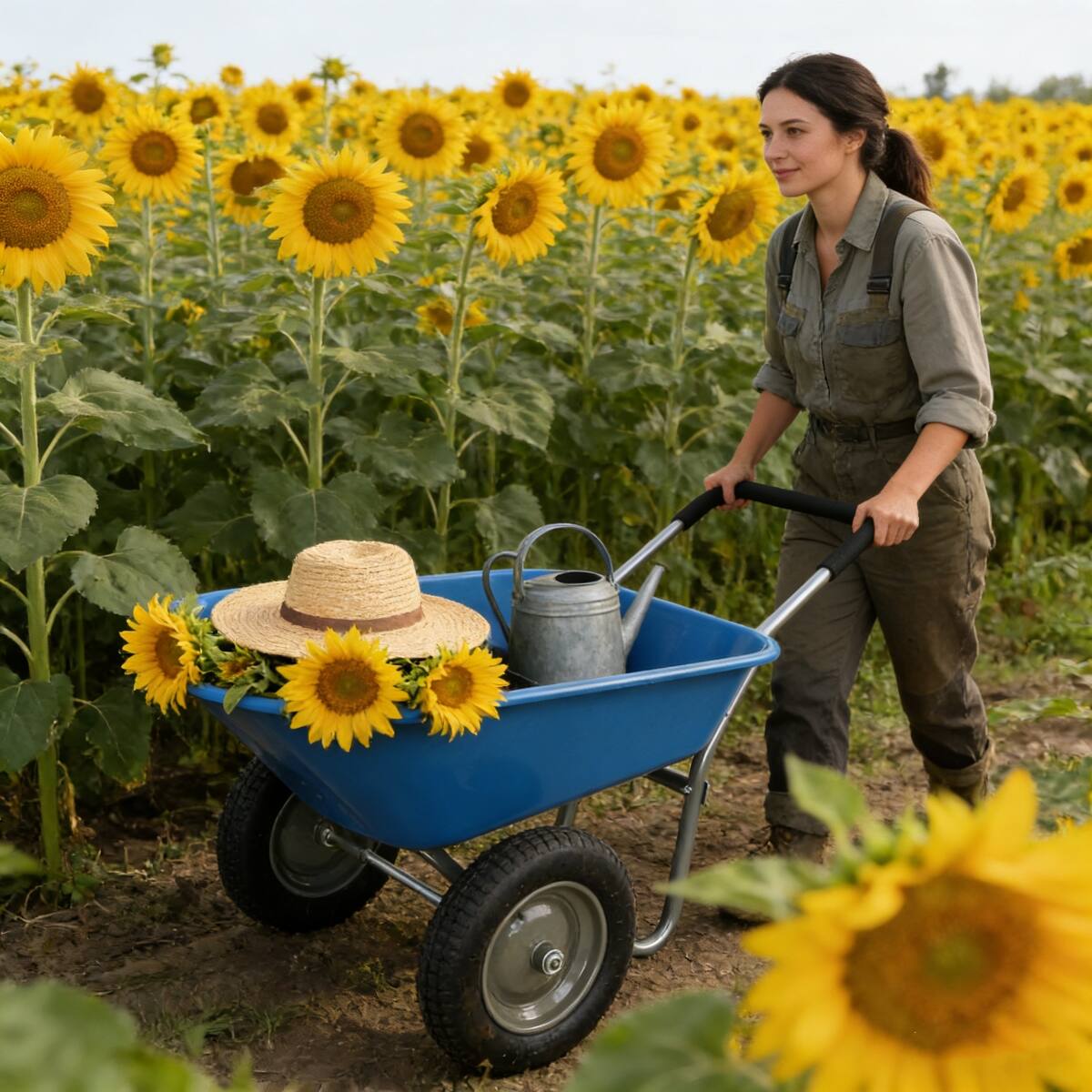 Alt View 10. Loheer - Loheer Blue Two Wheeled Garden Trolley 300 lb Capacity 15 Inch Pneumatic Wheels.