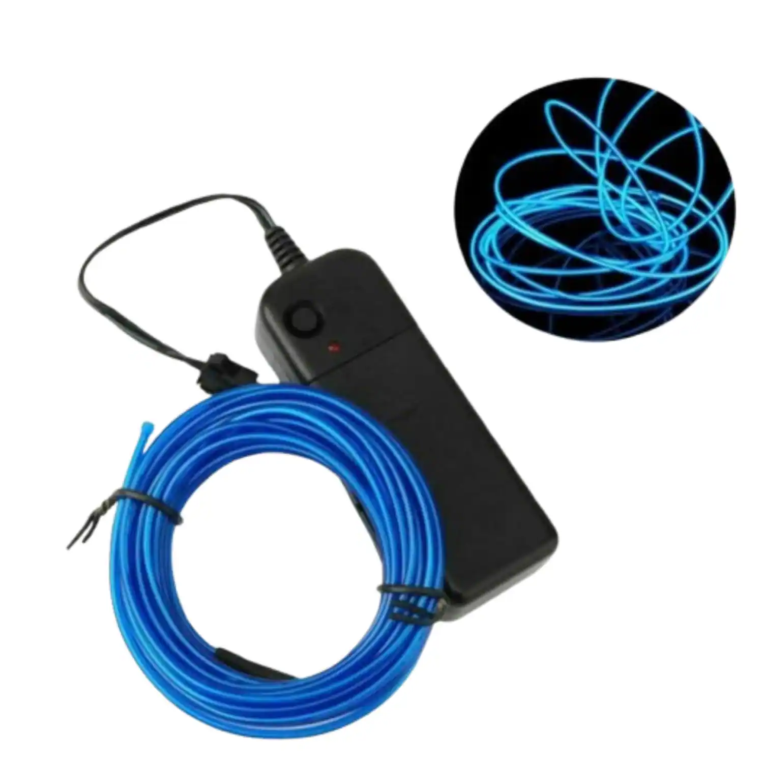 Angle. Home Collection - 16.4Ft Battery Powered Neon LED EL Wire String Light Blue - Blue.